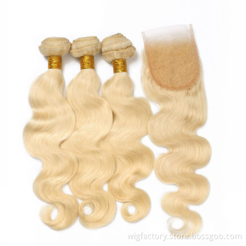 cheap price russian 613 blonde virgin hair bundle,cuticle aligned blonde hair bundles with closure,hair 100 raw hair weave